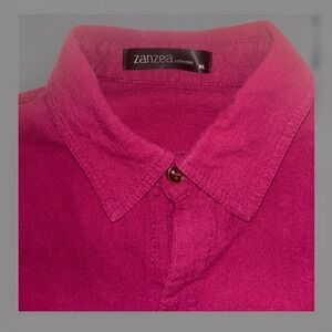 Zanzea Collection Linen Shirt Men's XL Casual Button Down Plum Long Sleeves